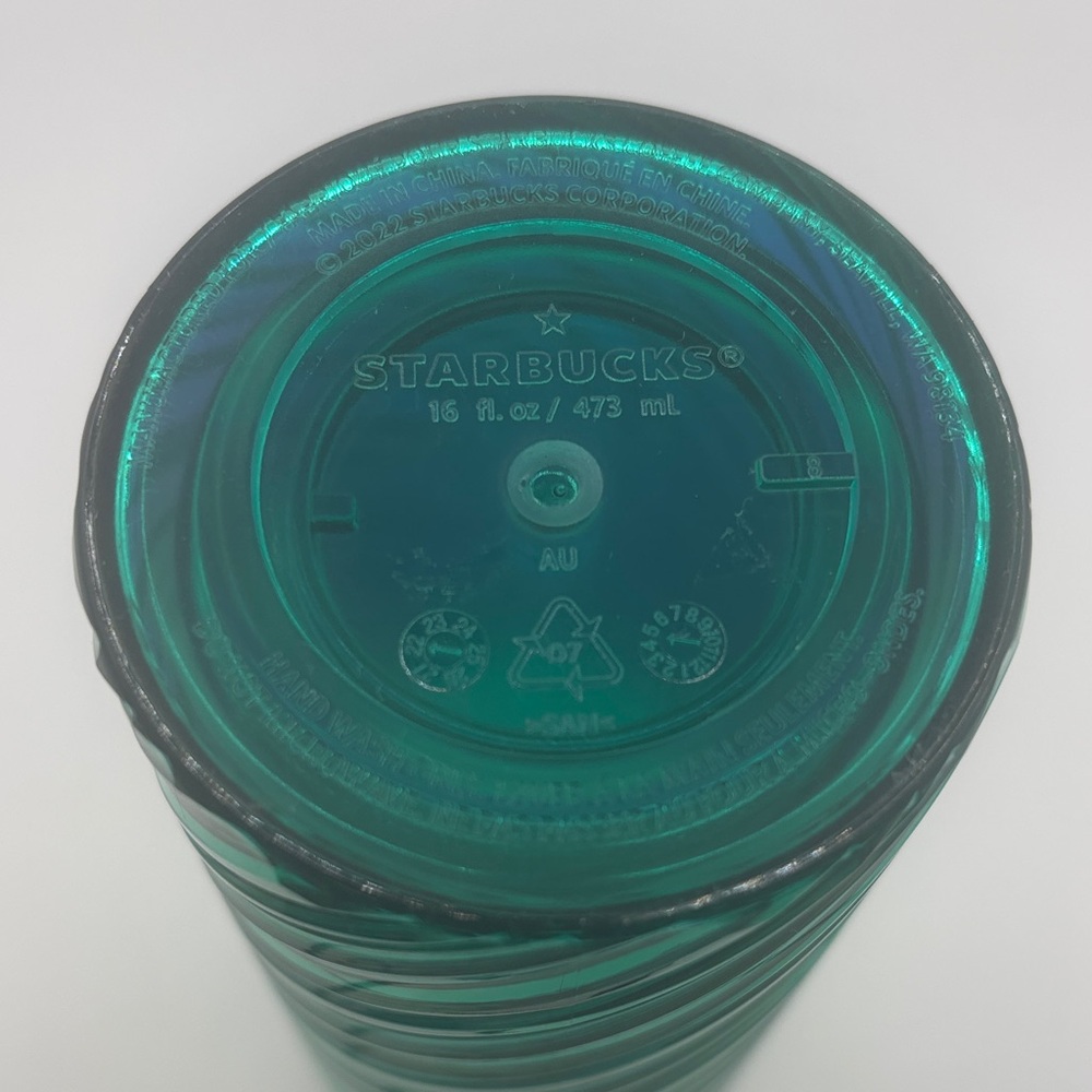 2022 Starbucks Textured Swirl 16 oz Cold Drink Tumbler iridescent Green - Picture 4 of 7